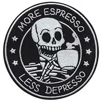 More Espresso Less Depresso embroidered patch (ep1340)