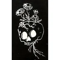Chamomile Skull Cloth Canvas Patch by SeedBombPA  (cp448)