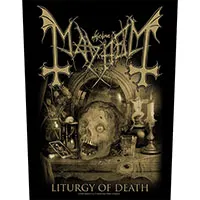Mayhem- Liturgy Of Death (Skull & Candle) Sewn Edge Back Patch (bp352)