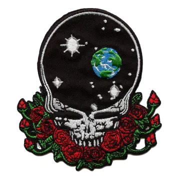 Grateful Dead Space Your Face Patch Official Skull Roses Embroidered Iron On Rock Band Deadhead Jacket Backpack Patch