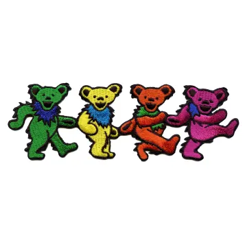 Grateful Dead Dancing Bears Patch Official Large Embroidered Iron On Rock Band Hippie Jacket Backpack Patch