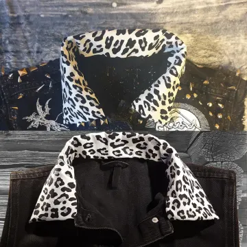 Leopard print collar screen printed patch Horror Punk Hair metal Sleaze Goth