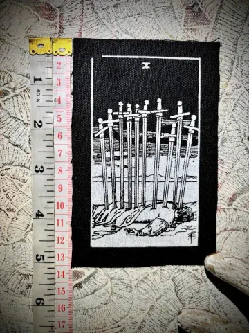 Ten of swords minor arcana, Rider Waite witchy punk patch