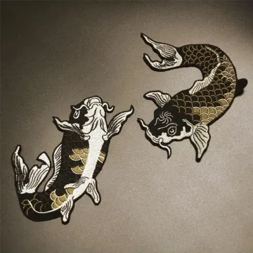 Japanese Koi Fish Embroidered Iron On Patch