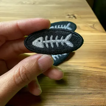 Little Fish | Bone Skeleton Embroidered Iron/Sew on Patch | Left & Right Options!