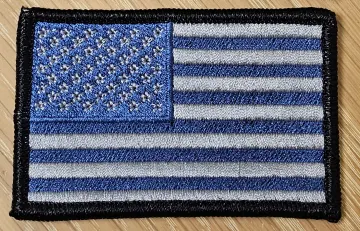 US Flag Patch Gunmetal Silver and Stone Blue