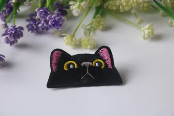 black cat patch, cute, iron on patch, embroidered patch, funny patch, cool patch, for vest, for tote bag