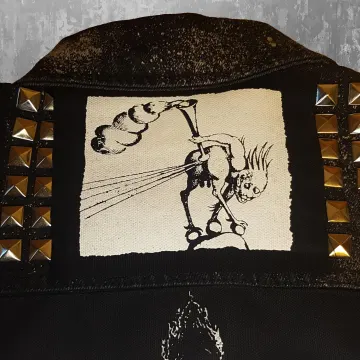 Butt trumpet farting demon screen printed patch Horror Punk Black metal Goth Occult Folk lore