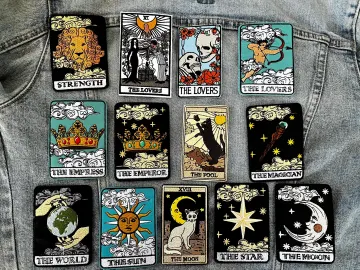 Trendy Vintage Inspired Tarot Cards Goth Nature Magic Love Iron-On Wicca Witch Goddess Patch