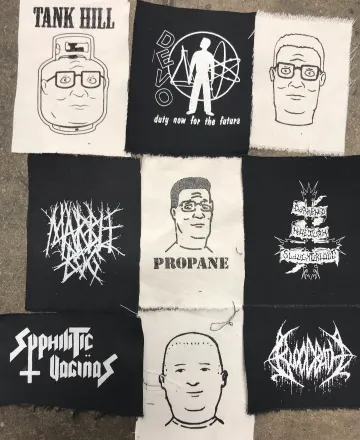 Punk metal crust doom black death grind grindcore heavy gore horror cult cartoon novelty patches sew-on DIY PS08 king of the hill hank bobby