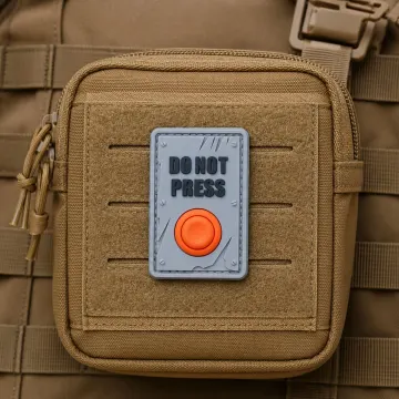 Do Not Press Morale Patch, Funny Button PVC Badge with Hook Backing