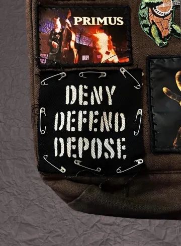 Deny Defend Depose Stenciled Patch / Raw Edge Cone Denim / Sew On