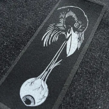 Wise raven white screen print fabric patch 13x5 cm- goth, punk, patches for jackets, , sow on, witchy, Odin, corvids, crow lover, bird patch