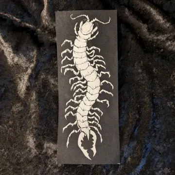Centipede Long Sew On Patch | Screen Print Art | Creepy | Oddities | Horror | Patch for Arms and Back