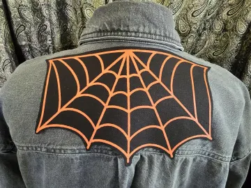 Orange Spiderweb Back Patch – Gothic Punk Sew-On Patch