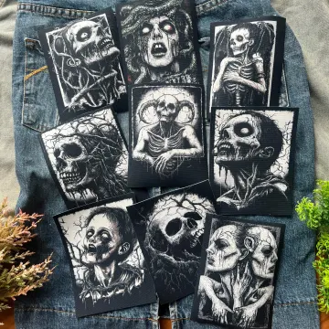 Rotton in Black Horror Art Occult crust punk Grunge Style Iron on DIY Printed Canvas Patch