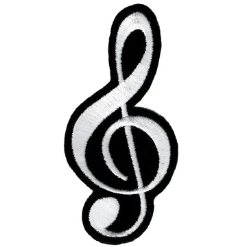 TREBLE CLEF iron-on embroidered PATCH musical note symbol musician emblem applique
