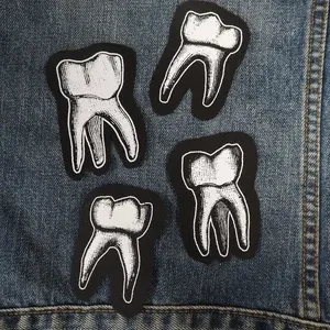 Tooth patch: Screen printed cotton sew on patch for jacket, jeans | Goth Punk Occult Horror patches by ToothXNail (7.8k) $ 4.23