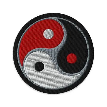 Triple Yin Yang Patch – Gothic Chinese Symbol Iron On Applique, Alt Balance Emblem for Jackets, Bags, DIY Punk Fashion