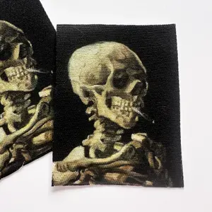Sew-On Fabric Patch | DIY Punk Goth Skeleton Skull Smoking Appliqué for Clothing & Jackets (8.8k) $ 1.97