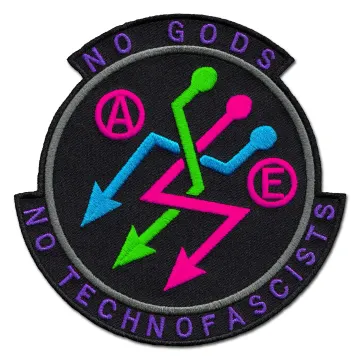 No TechnoFascists NEON Embroidered Patch - Iron-On or Velcro Backing