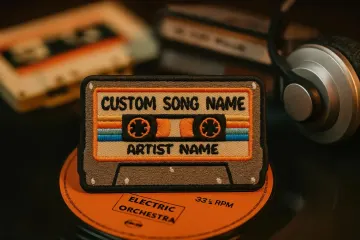Custom Vintage Cassette Tape 90's Patch, Custom Name Patch, Rainbow Music Embroidered Iron On Patch, Hook & Loop Patches for Backpacks Hats