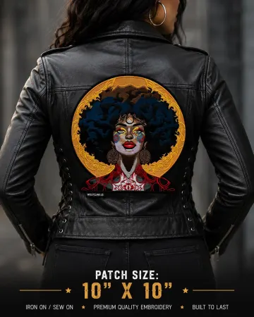 Black Queen , African Goddess Jacket Patch, Large Back Patch Iron on Vest