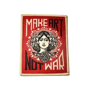 Make Art Not War Patch, Embroidered Iron On,  Jean Patch, No More War, Peace, Anti-War, No Bombs (700) $ 5.20