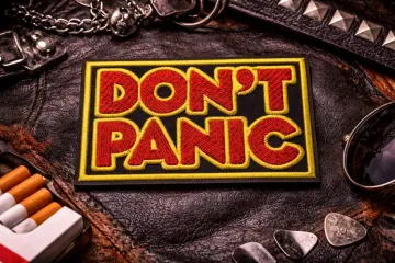 Don't Panic Patch/Iron-On Patch/Funny Sayings/Biker Vest/Life Patches/Embroidered Sew-on Applique for Clothing, Jacket, Hats, Backpack, Gear