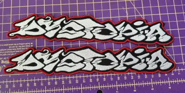 Dystopia, logo, embroidered backpatch, punk, merch, sludge, doom, stoner, hardcore