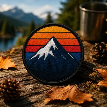 Retro Mountain 70s Patch/Iron-On Patch/Outdoor Adventure/Nature Gift/National Park/Sew-On Applique for Clothing, Vest/Jacket, Hats, Backpack