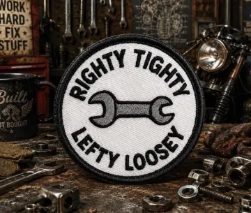 Tradesmen Patch/Iron-On Patch/Righty Tighty Lefty Loosey/Professional Patches/Sew-On Applique for Clothing, Vest/Jacket, Hats, Backpack