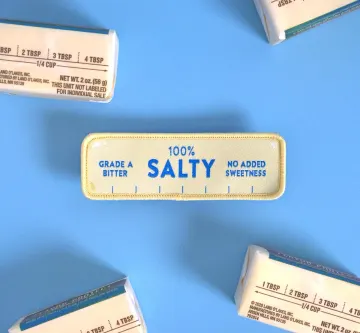 100% Salty Butter Patch • Iron-On Woven • Sarcastic • Funny Snarky Accessory for Jackets & Bags • Velcro