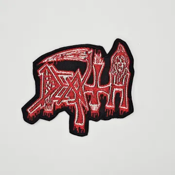 Death Red and White Logo Shaped Border Embroidered Patch