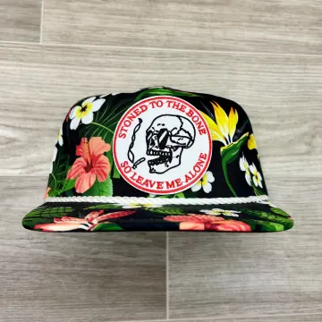 Stoned To The Bone Patch on Black Hawaiian Retro Rope Hat