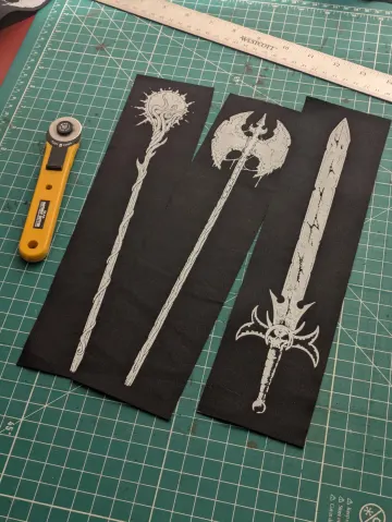 Dark Fantasy Patch Pack | Sew on Long Patches | Barbarian Fighter Wizard | Cotton Twill