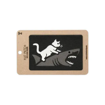 Cat Riding Shark Tactical Patch (3x2 Inches) – Morale Hook Backing Cordura®