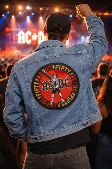 ACDC 50 Year Commemorative Rock Back Patch Levis Vintage Denim Jacket