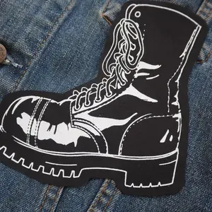Boot patch: Screen printed cotton sew on patch for jacket, jeans | Goth Punk Queer Leather Lesbian patches by ToothXNail (7.8k) $ 5.65
