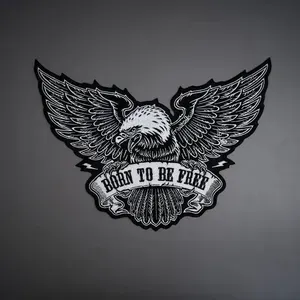 Born To Be Free Eagle Embroidered Back Patch – Iron On Biker Vest Applique