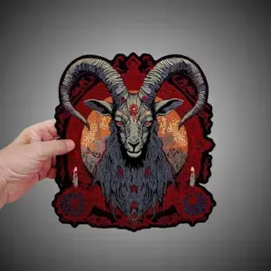Baphomet Goat Embroidered Back Patch – Satanic Gothic Iron-On Applique