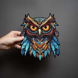 Magic Owl Large Embroidered Back Patch — Iron On Applique for Biker Vest & Leather Jacket