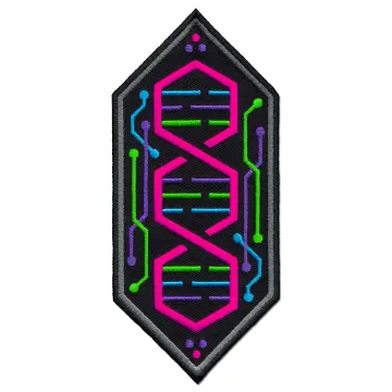 Neon Helix Embroidered Patch - Iron-On or Velcro Backing