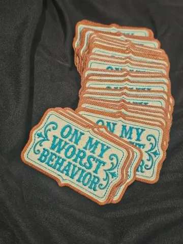 On My Worst Behavior Patch – Turquoise & Rustic Western Patch | Spunky Sparkles Original