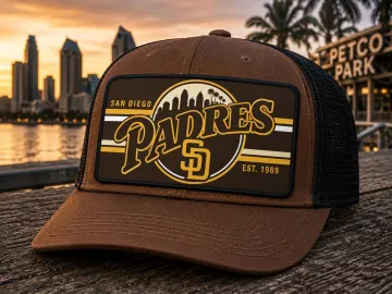 FREE SHIPPING: San Diego Padres Hat , Removeable Metal Patch ,Trucker, Snapback
