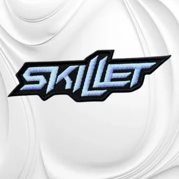 Skillet Band Logo Patch, White Black Embroidered Hook & Loop (4.5" x 1.35")