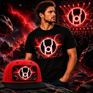 Red Lantern Emblem on Removable Metal Patch - Red / Black Flat Bill & on Direct-To-Film Patch - Black T-Shirt FREE SHIPPING
