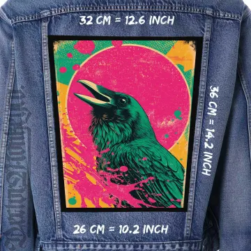 Raven Back Patch Large Sew On Jacket Vest Gothic Punk Art Flannel