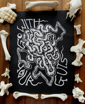 Hand Printed Punk Patch: "Go With Your Guts!" - Alt Fashion