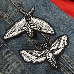 Moth patches: Screen printed cotton sew on patch for jacket, jeans | Goth Punk Occult Horror patches by ToothXNail (7.8k) $ 4.94